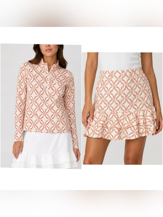 Sage Collective Dresses & Skirts - New! SAGE Collective Pro Shop GeoPrint Long Sleeve Top & Matching Ruffle Skort
